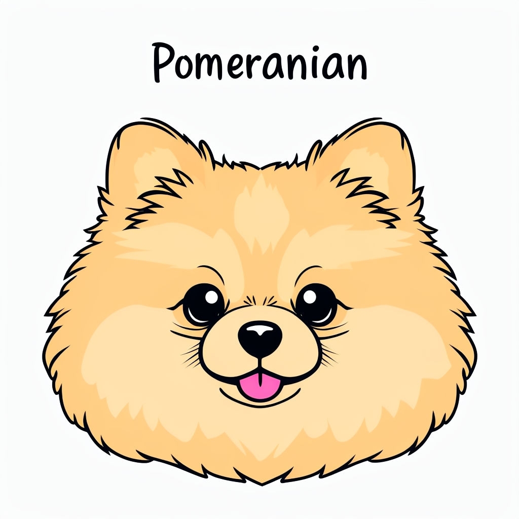 Cheerful Cartoon Pomeranian Face Illustration Mug