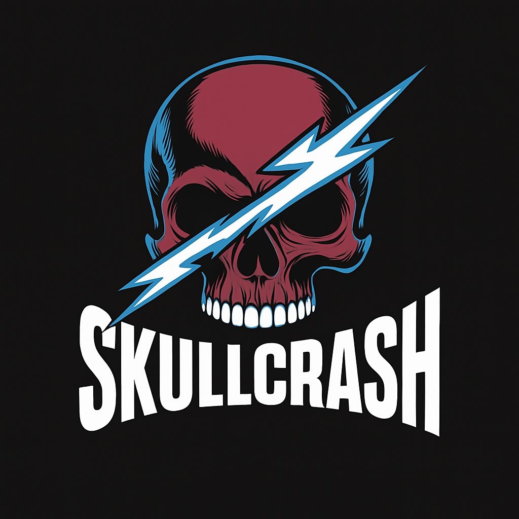 Bold Red Skull with Lightning Bolt Graphic T-Shirt