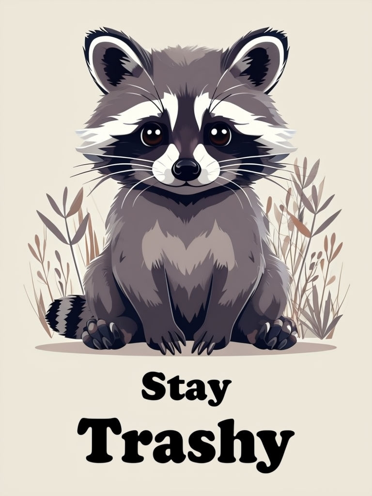 Cute Cartoon Raccoon Stay Trashy Illustration T-shirt