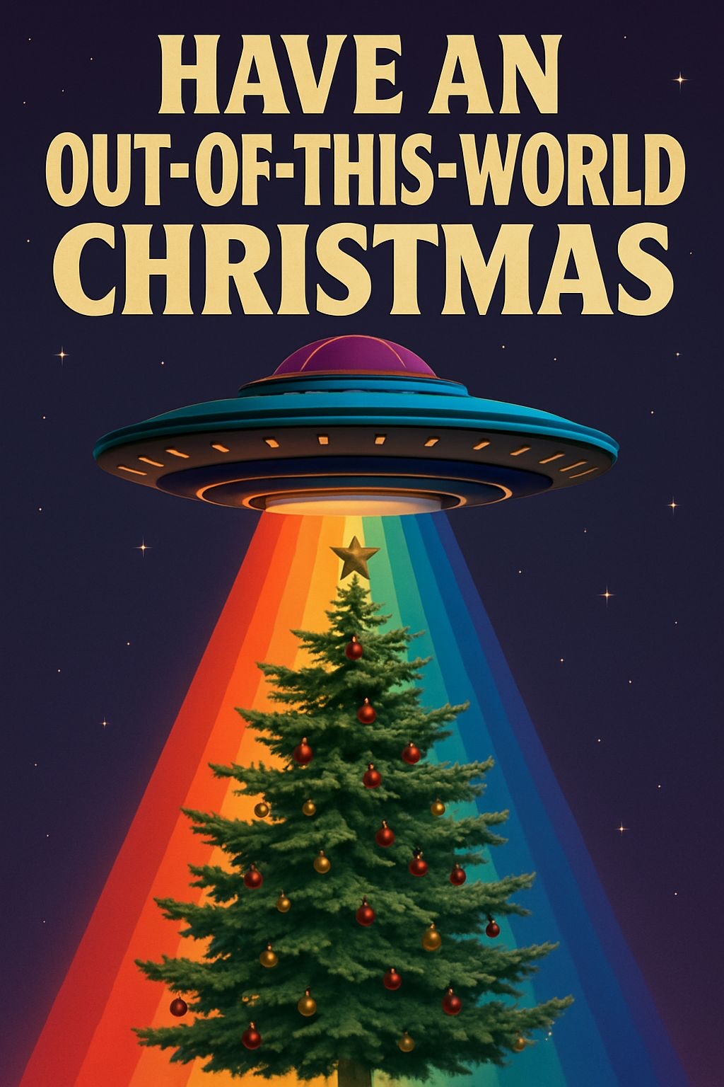 Out-of-This-World Christmas UFO Festive Poster Design Cards & Invites
