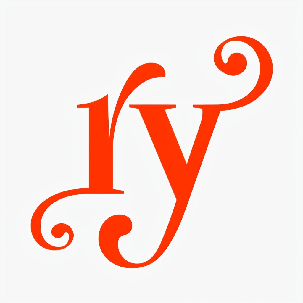 Elegant Orange 'ry' Monogram Art on White Background Monogram