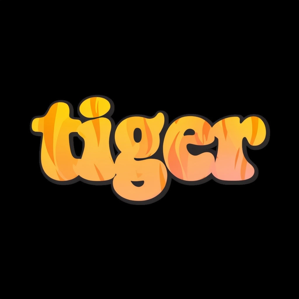 Playful Tiger Text Illustration with Vibrant Gradient T-Shirt