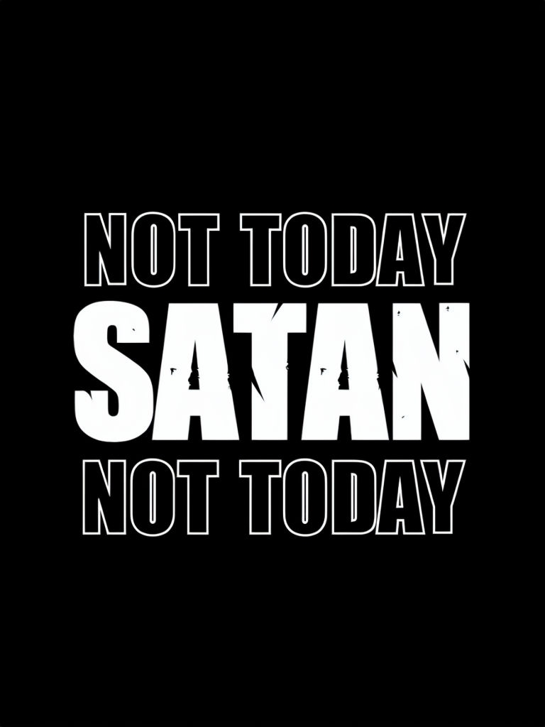 Bold Black and White Not Today Satan Graphic T-Shirt