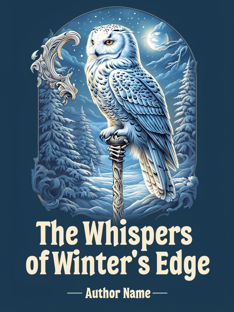 Majestic Snow Owl on Ivory Staff EBook Cover Art Design