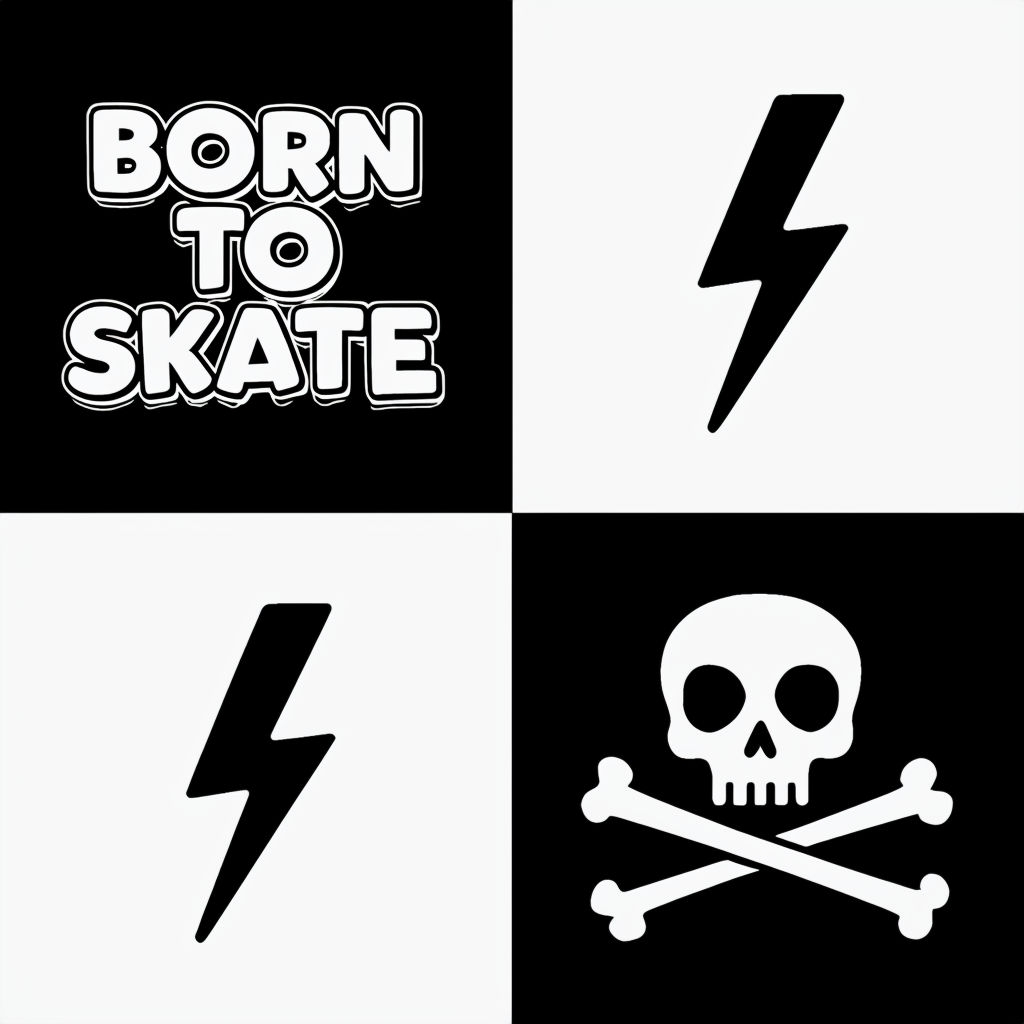 Bold Black and White Skate Culture Graphic Pattern Design Seamless Pattern