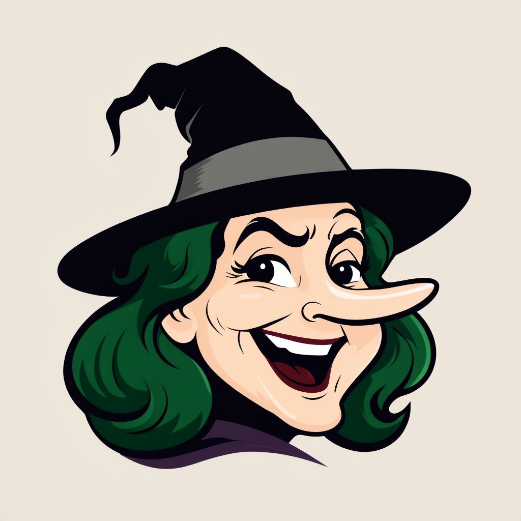 Cheerful Cartoon Witch Face Illustration Sticker