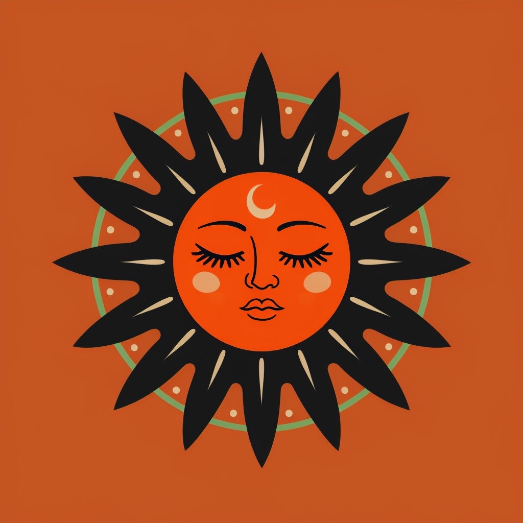 Modern Minimalist Sun Face Illustration T-shirt