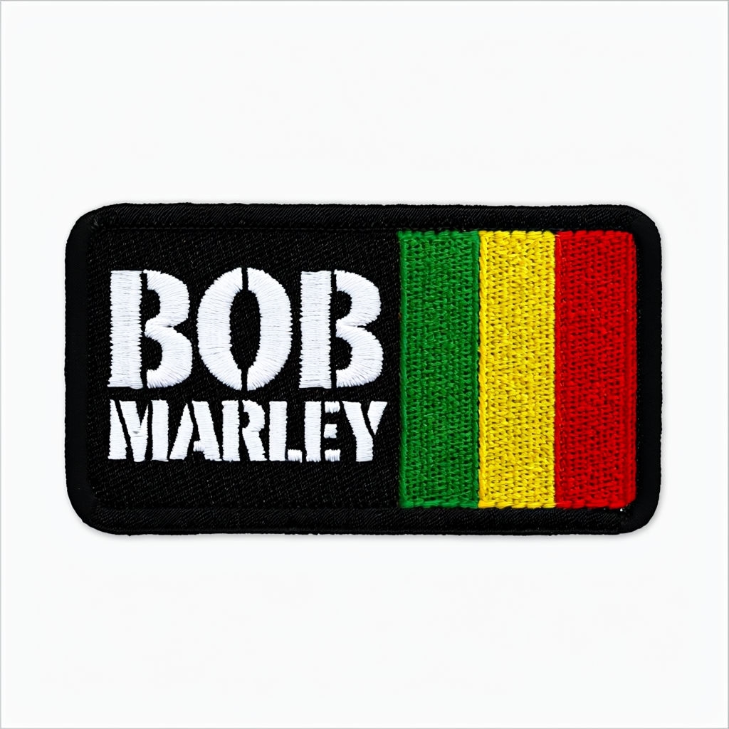 Black Bob Marley Embroidered Patch with Rastafarian Stripes Hat