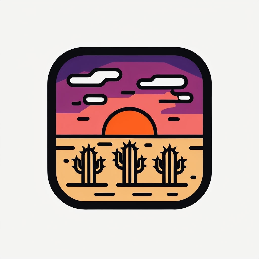 Playful Minimalist Desert Cactus Illustration Sticker