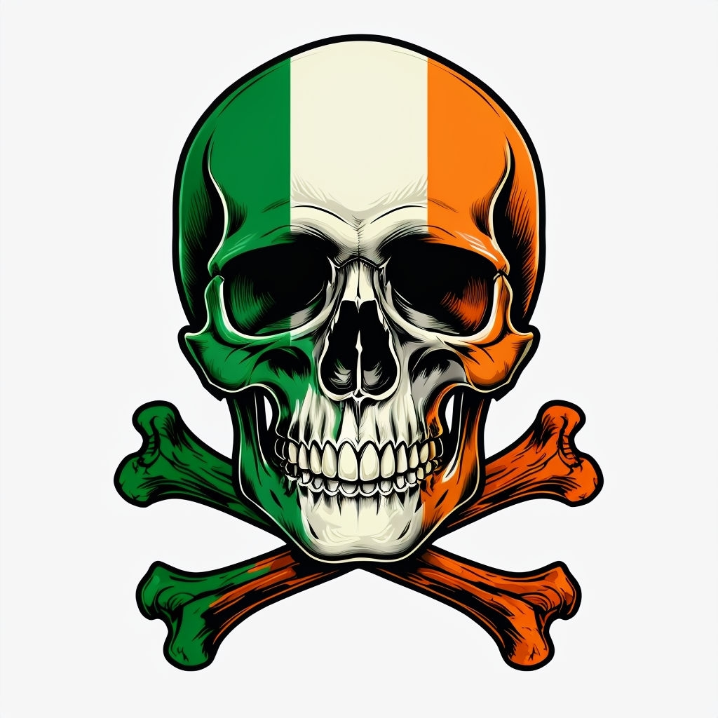 Irish Flag Skull and Crossbones Digital Art Mug