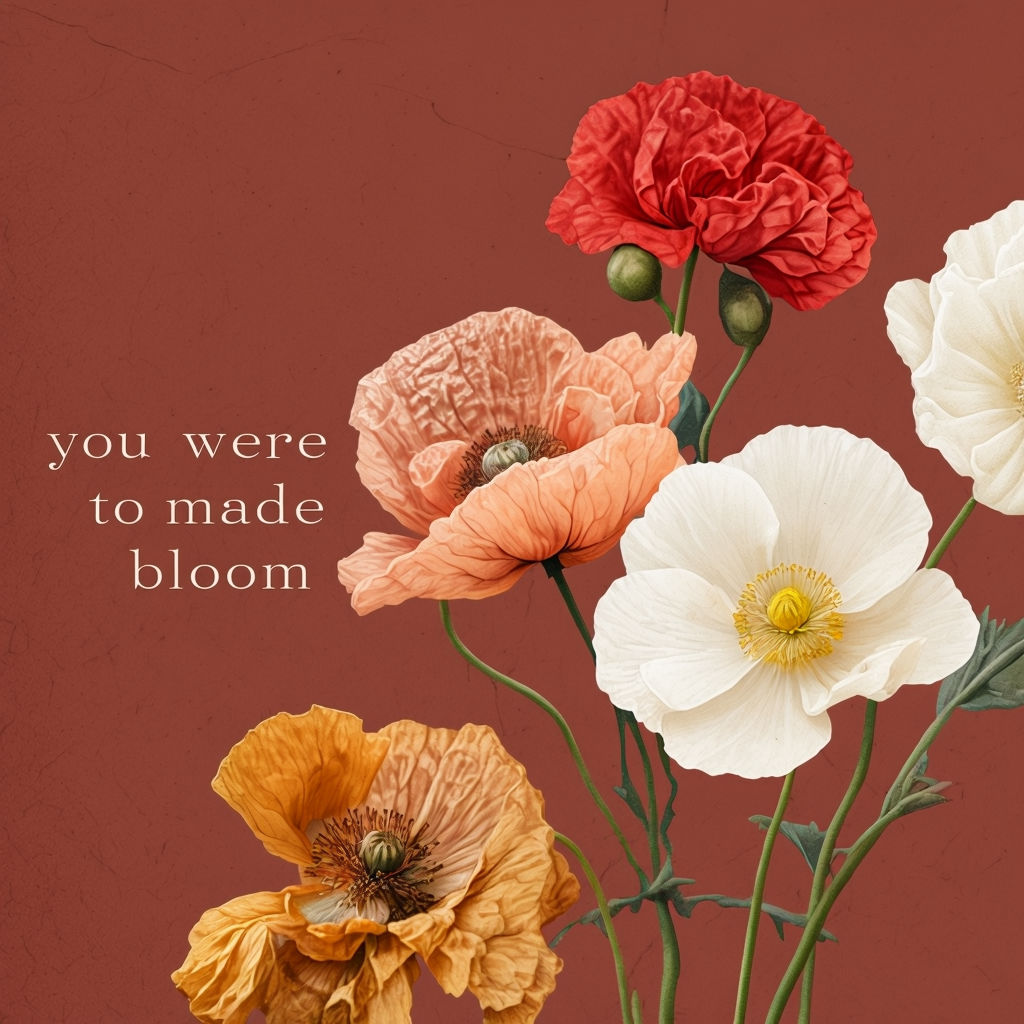 Inspirational Floral Illustration with "You Were Made to Bloom" Text Social Media Post