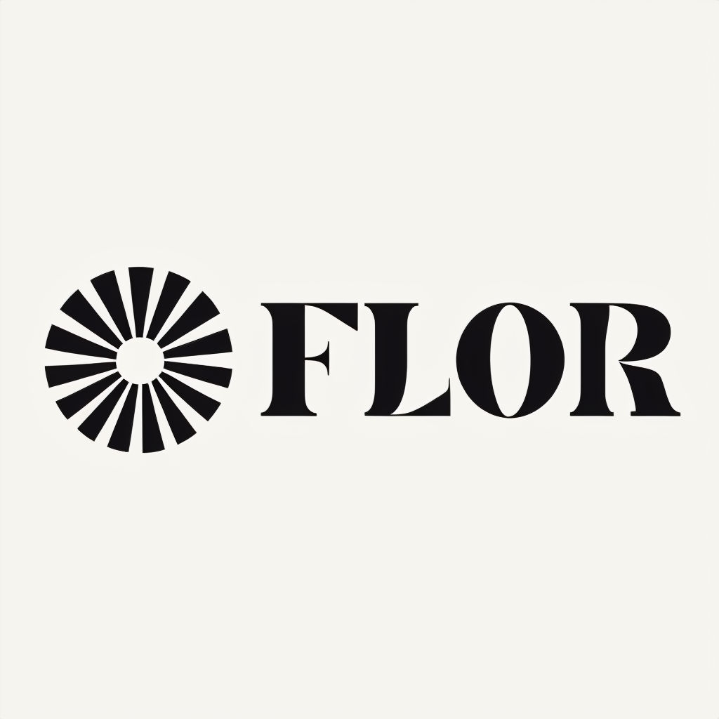 Stylish Minimalist FLOR Logo with Abstract Floral Symbol