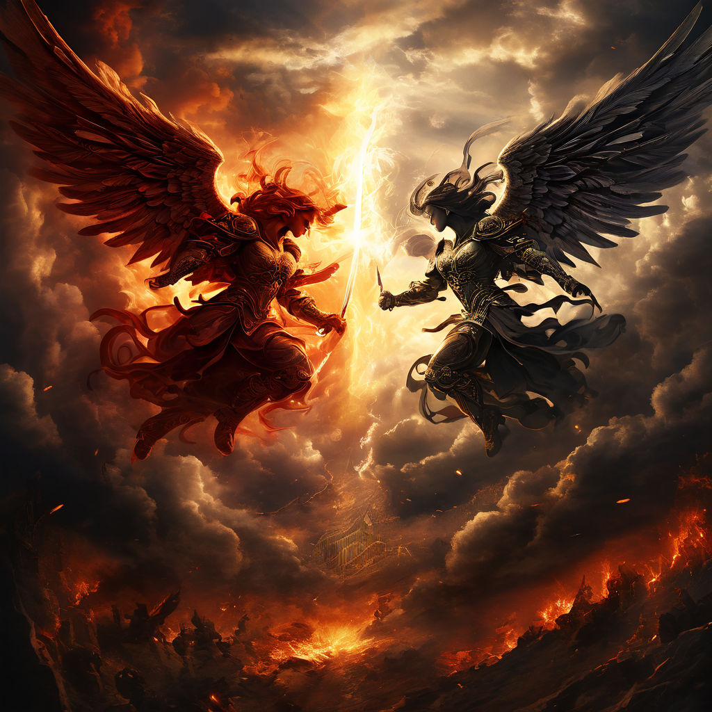 Angels and demons fighting in the sky by Felipe Barros Santos - Playground