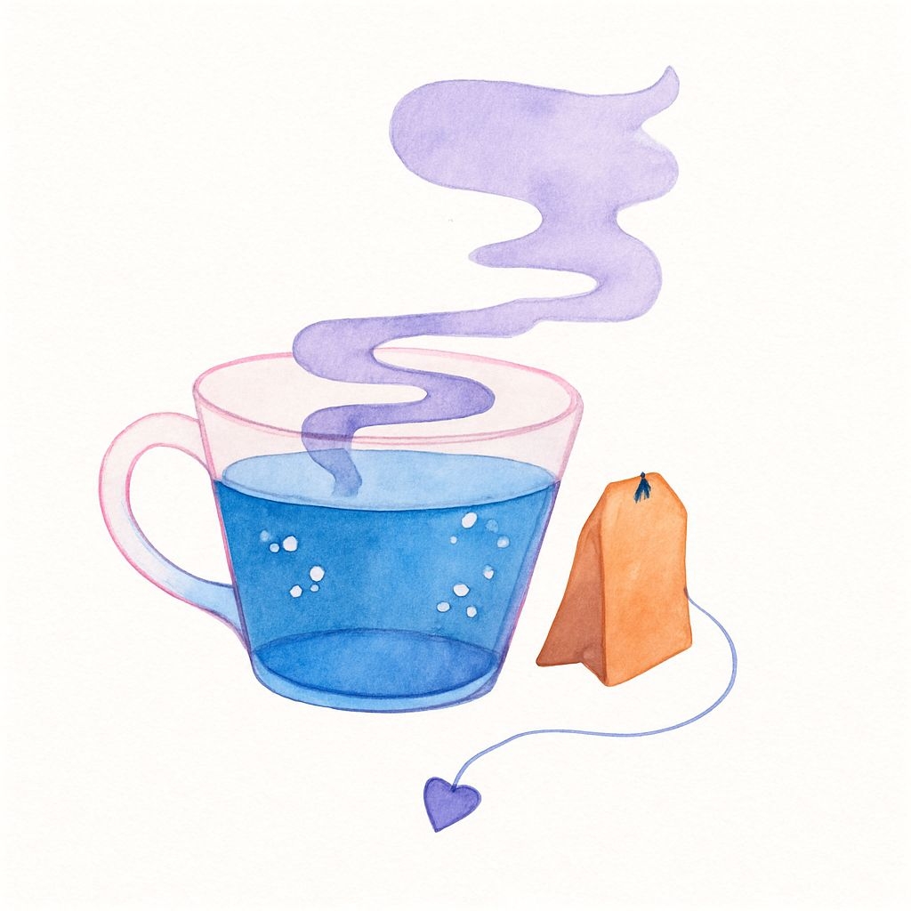 Whimsical Watercolor Blue Tea Cup with Lavender Steam Sticker