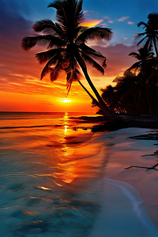 Sunset casting a warm glow on a solitary coconut tree by Udai Harshana ...