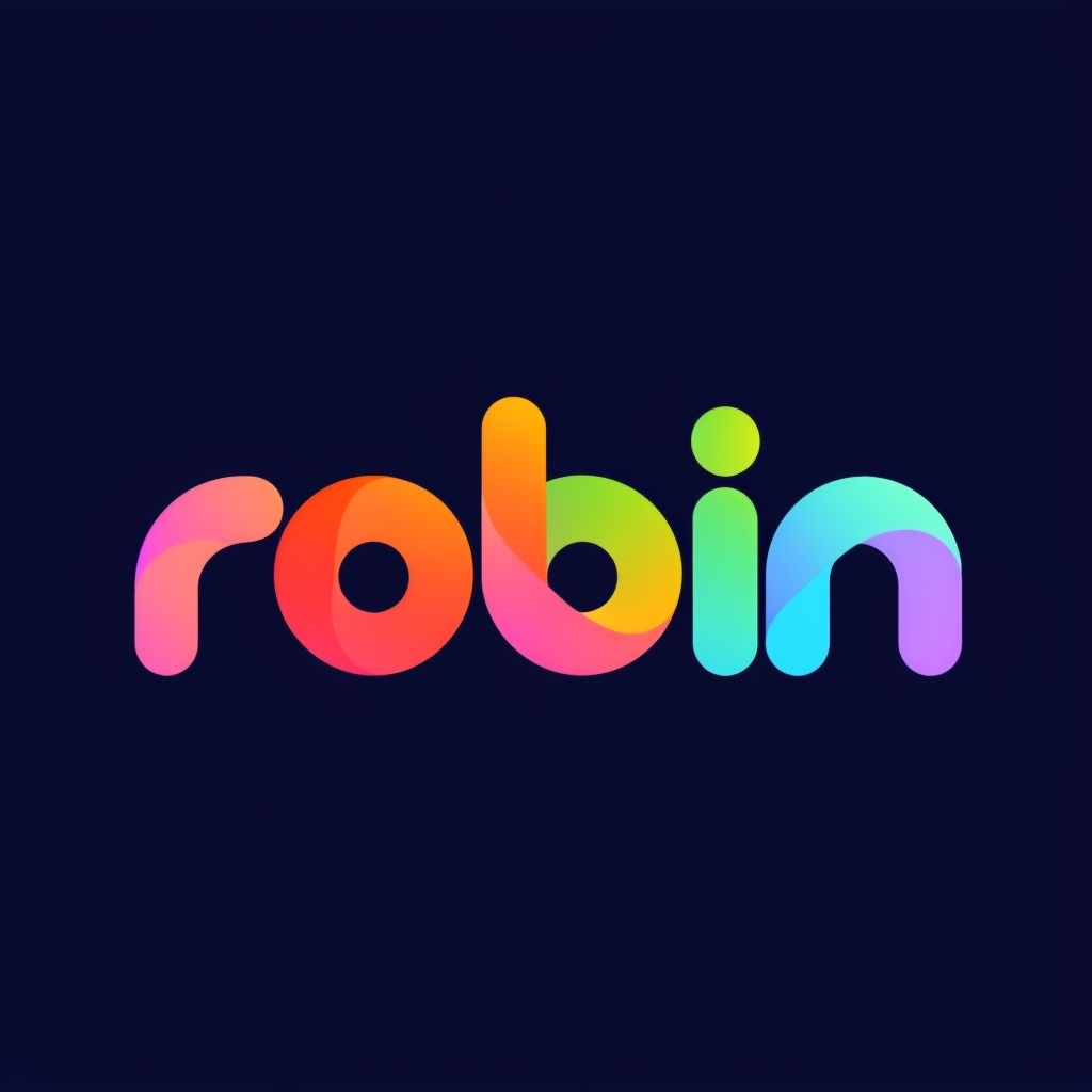 Vibrant Gradient Robin Logo Design on Navy Blue T-Shirt