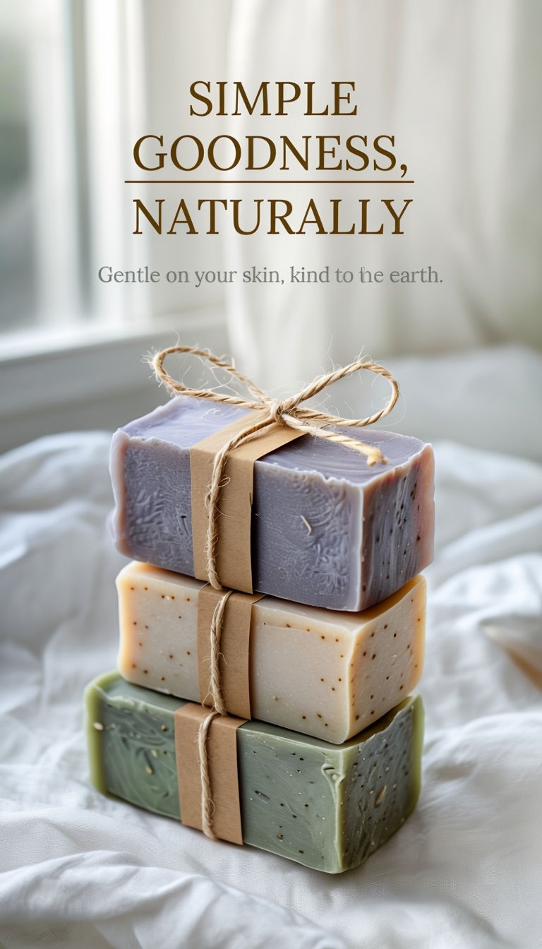 Artisan Soap Bars Stack with Natural Textures Ad
