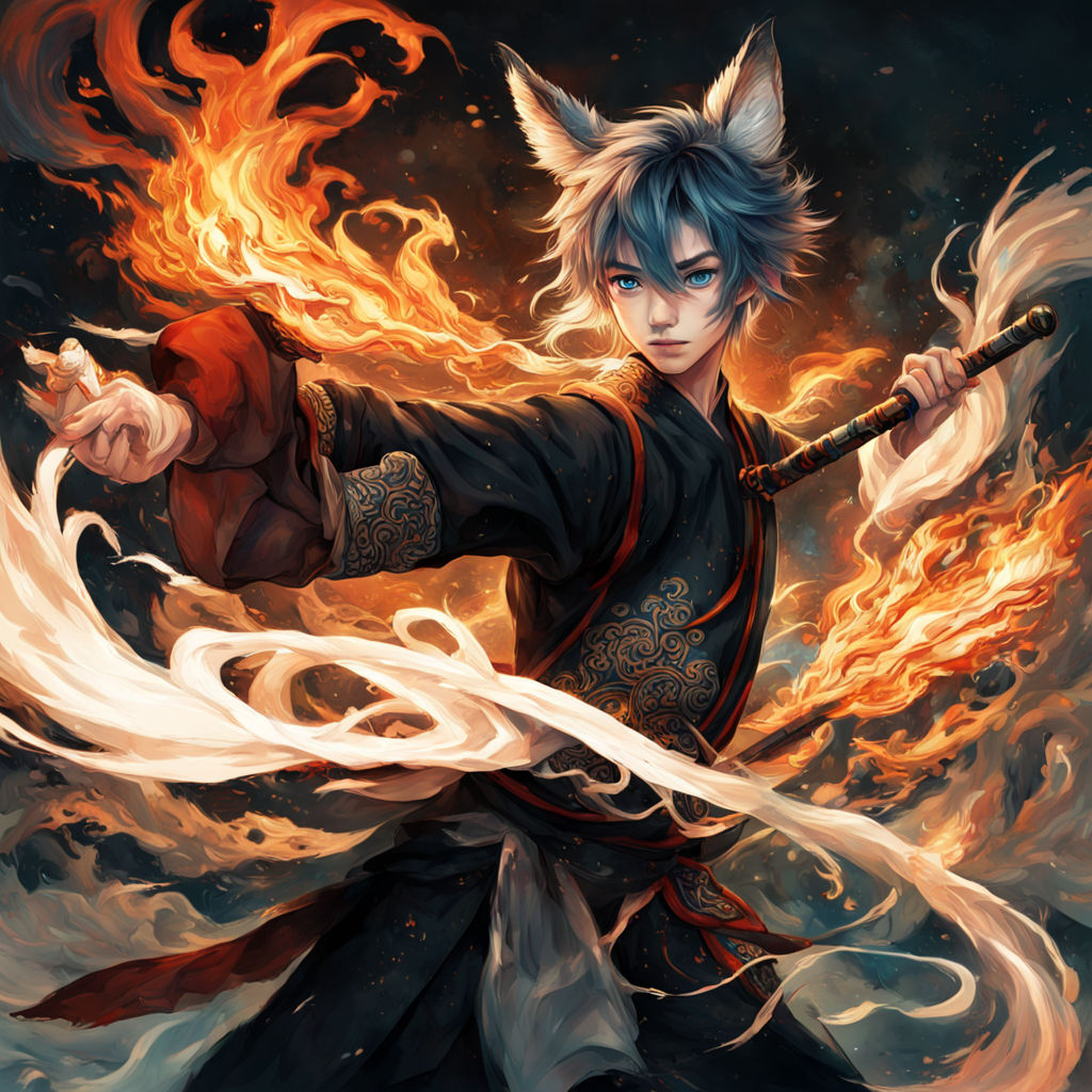 humble male 9 tailed kitsune with 9 tails