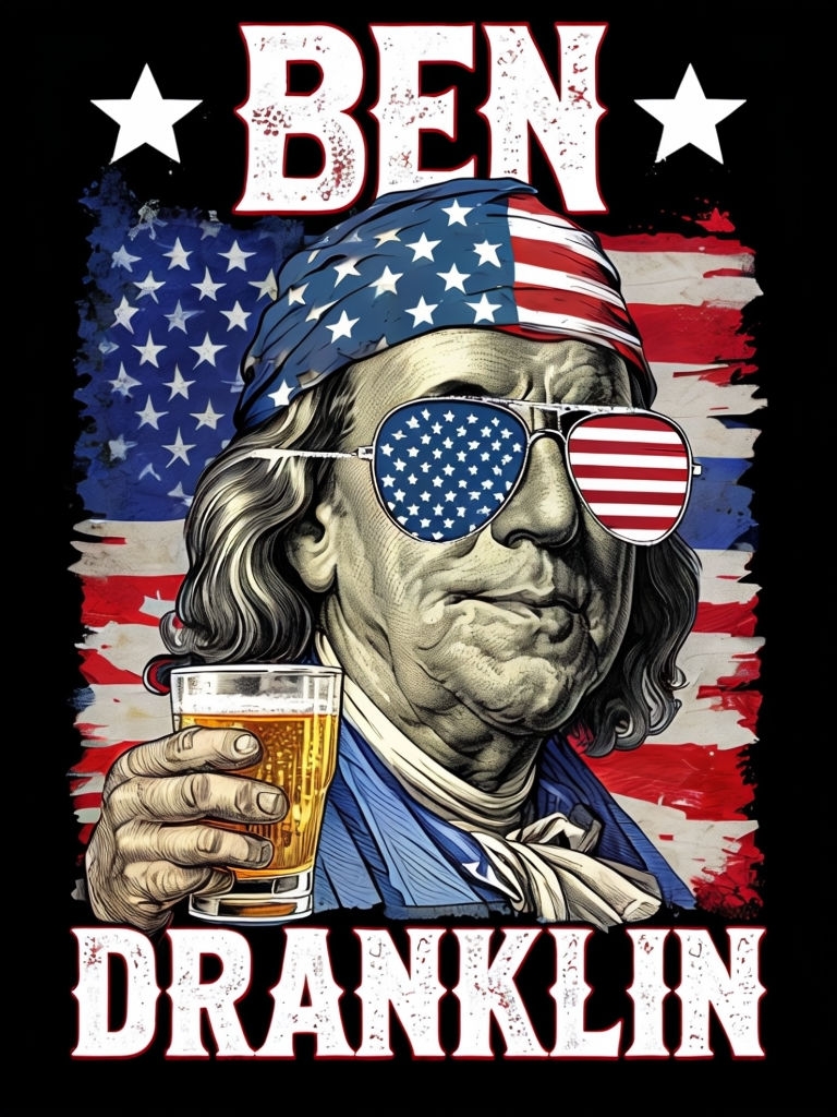 Playful Benjamin Franklin Patriotic T-Shirt Design