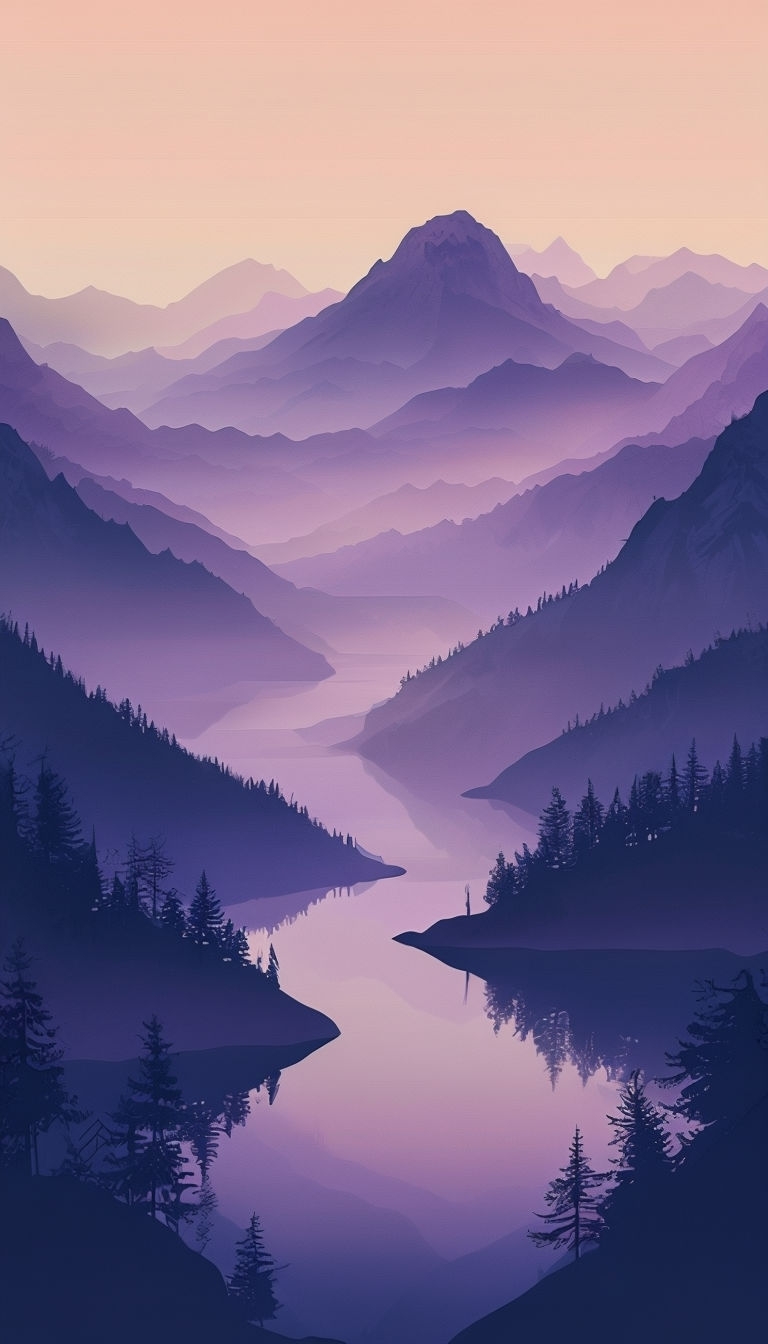 Serene Twilight Mountain Landscape with Calm Water Reflection Mobile Wallpaper