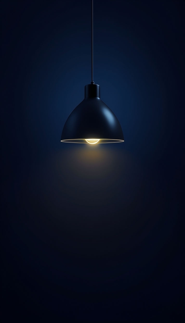 Minimalist Pendant Lamp Emitting Warm Glow in Dark Space Mobile Wallpaper