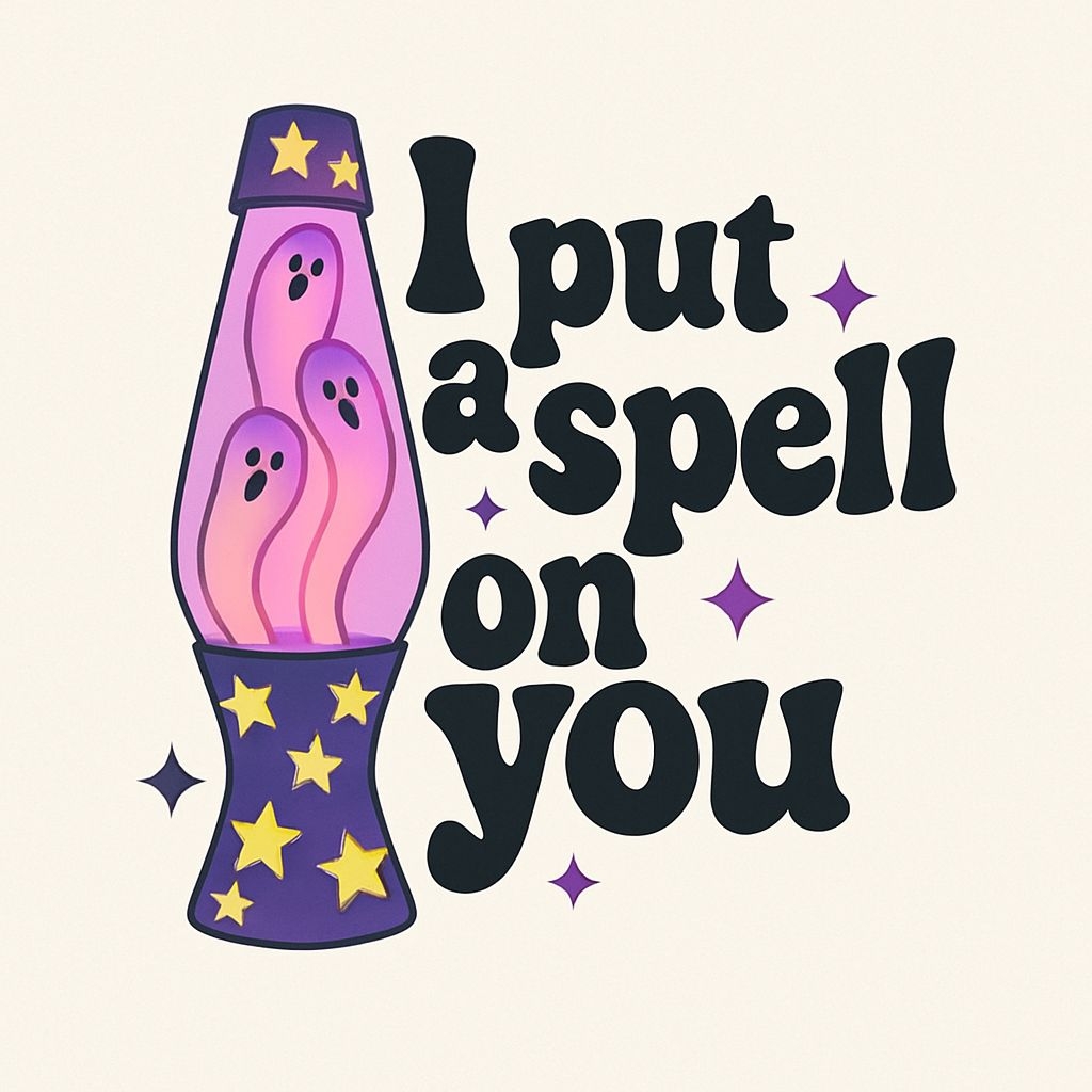 Whimsical Lava Lamp with Pink Ghosts and Stars Sticker