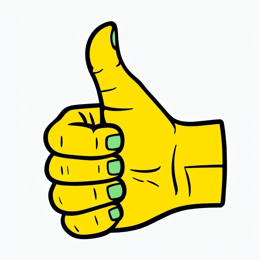 Bright Yellow Cartoon Thumbs Up Gesture Sticker