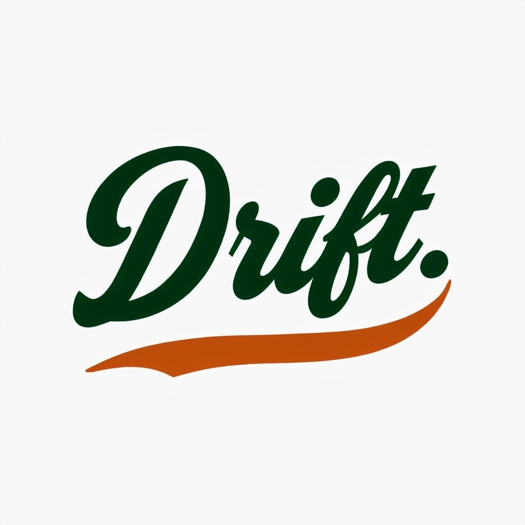 Elegant Drift Typography Design with Curved Underline Hat
