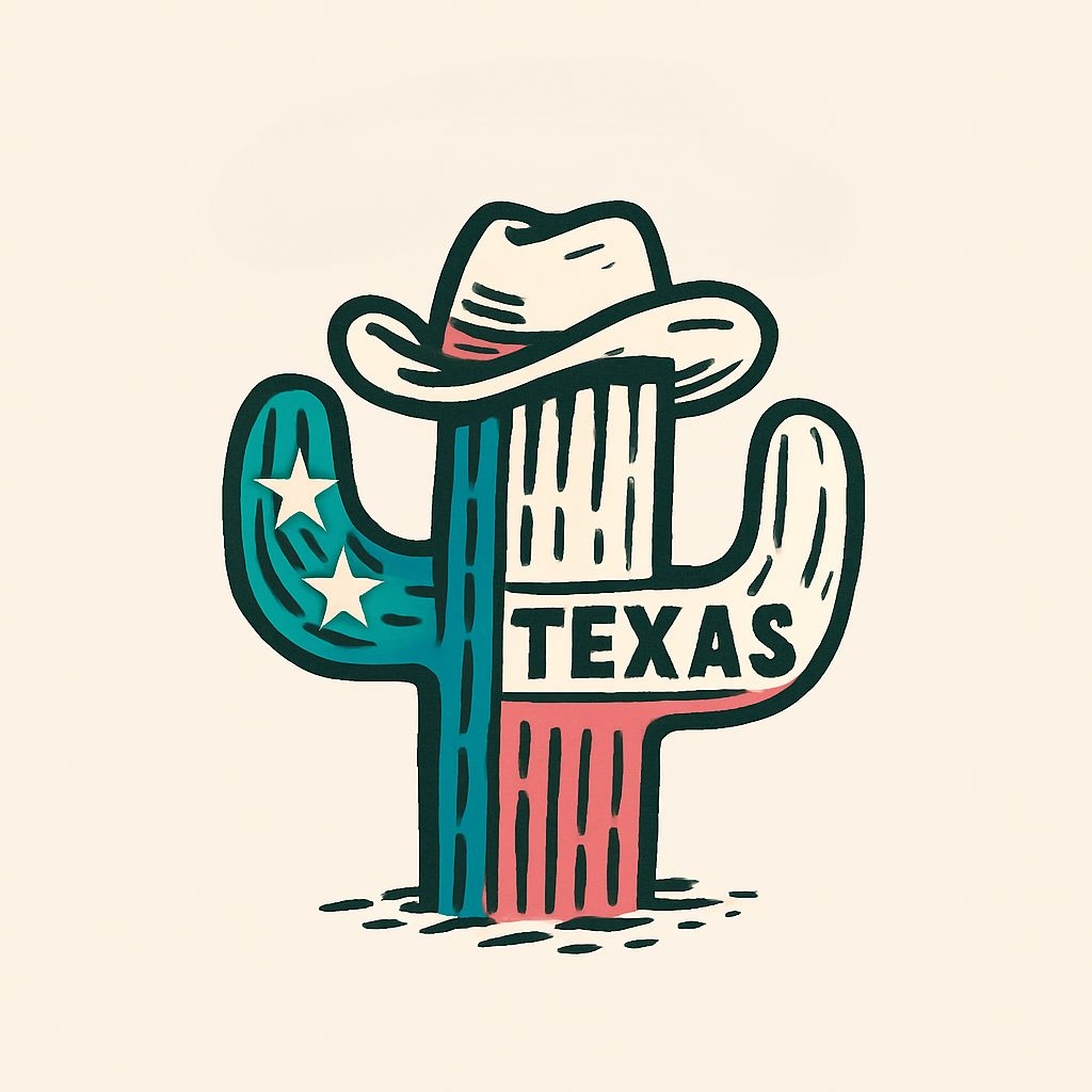 Patriotic Cactus with Cowboy Hat Cartoon Illustration Sticker