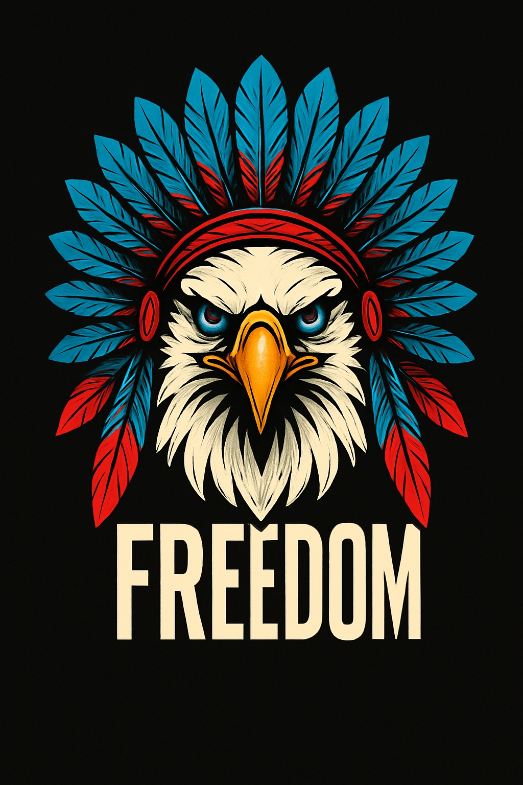 Fierce Eagle with Native American Headdress T-Shirt