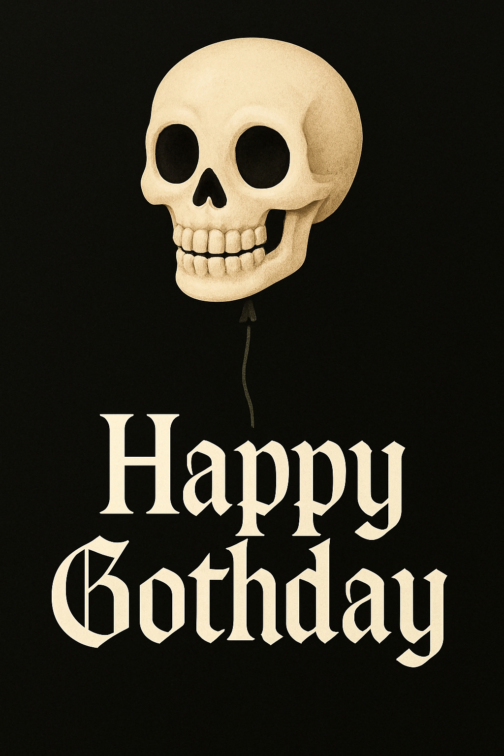 Pale Beige Skull with Happy Gothday Text Card Design