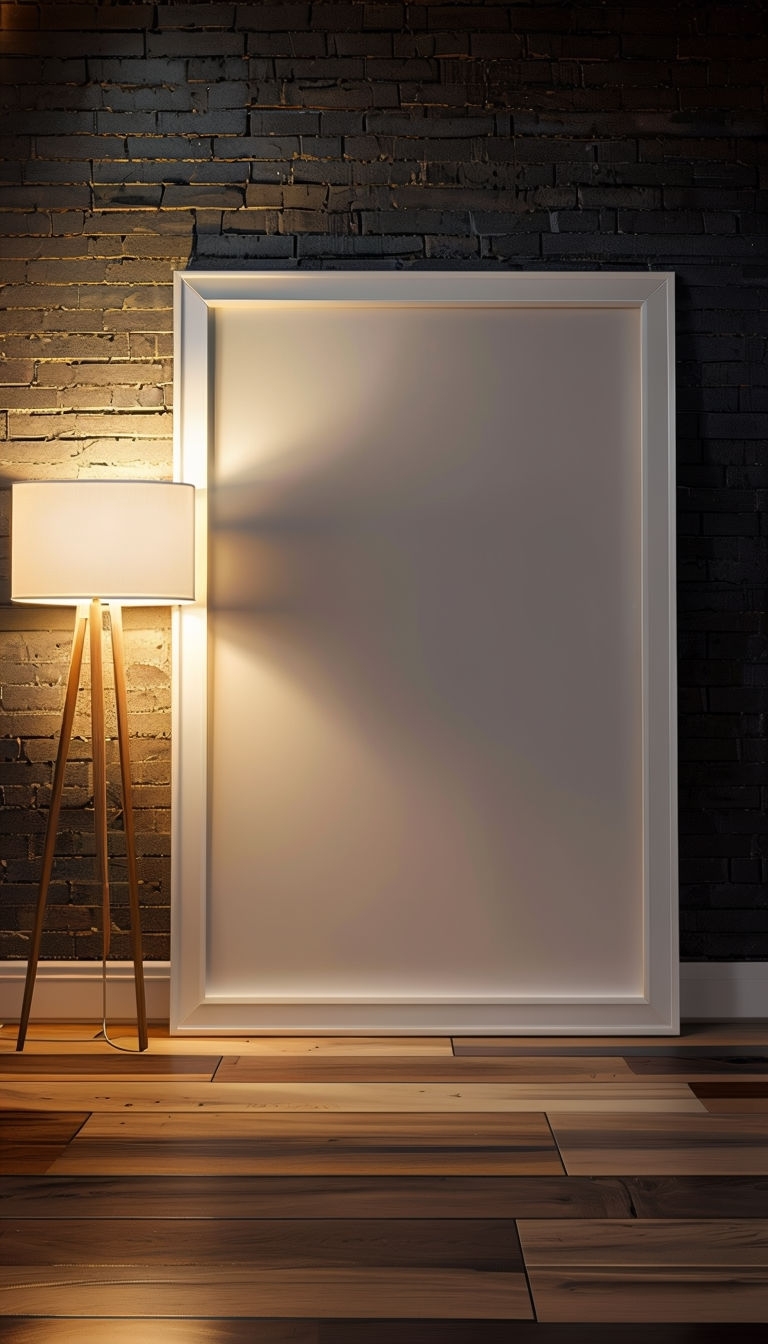 Modern Framed Picture Mockup with Cozy Interior Lighting Mockup