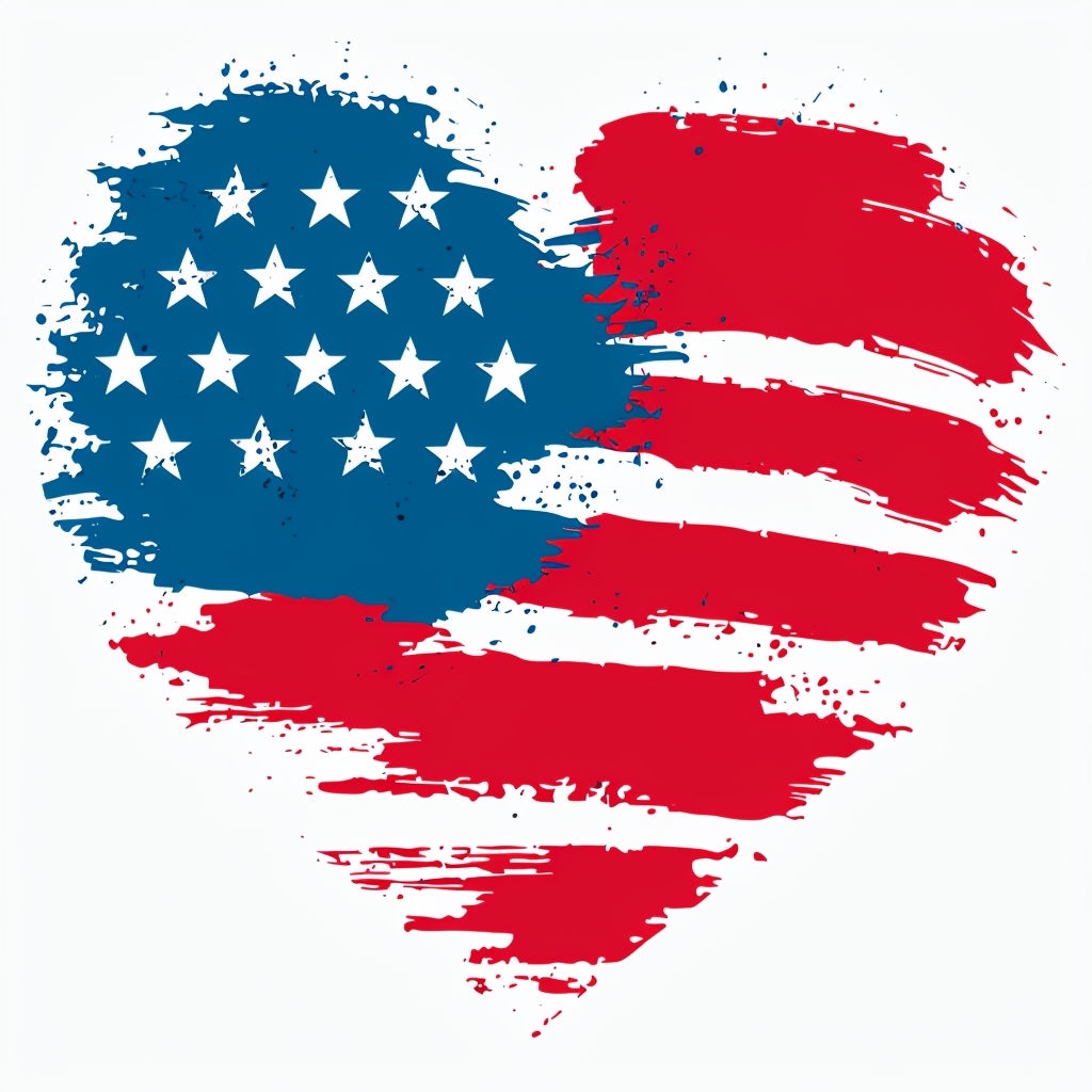 Distressed American Flag Heart Illustration T-Shirt