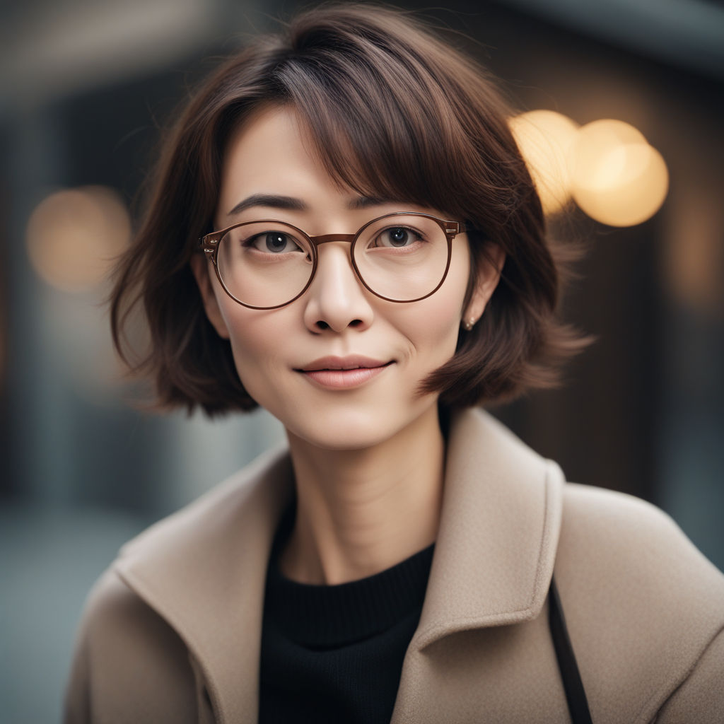 a japanese girl with glasses and short hair