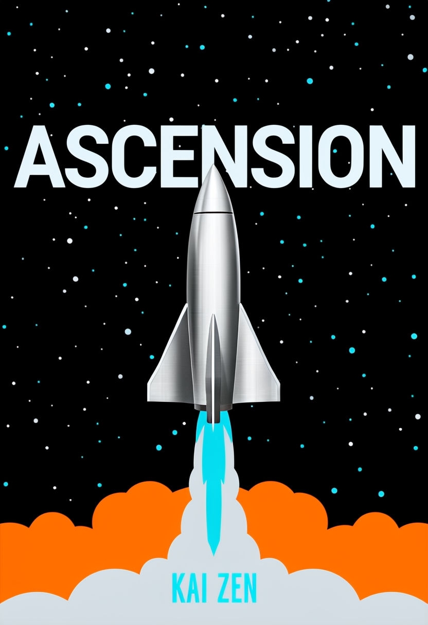 Silver Rocket Ship Ascension in Deep Space Cover Design EBook Cover