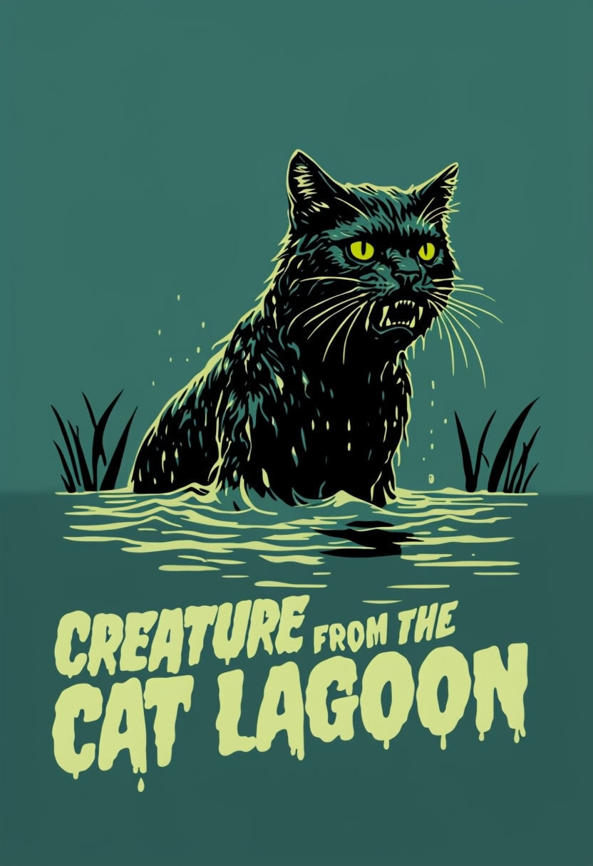 Creature from the Cat Lagoon Retro Monster T-Shirt