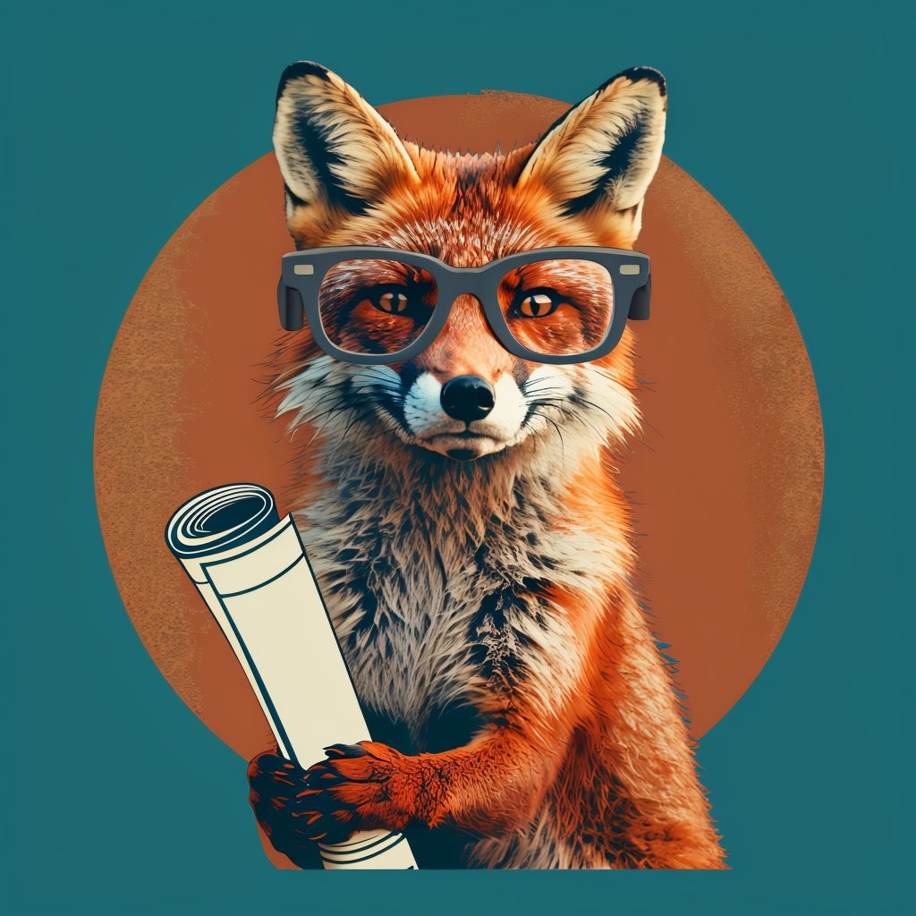 Vibrant Fox with Glasses and Newspaper Illustration T-Shirt