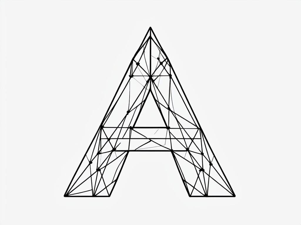 Geometric Black Letter A Digital Illustration Art