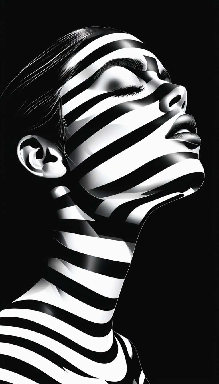 Striking Black-and-White Profile Face Illustration Art