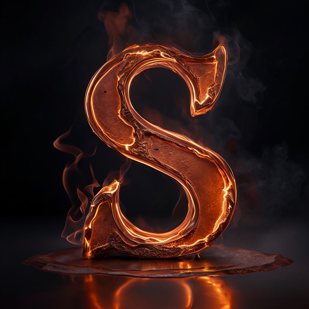 Gleaming Amber Molten Letter S 3D Illustration Monogram