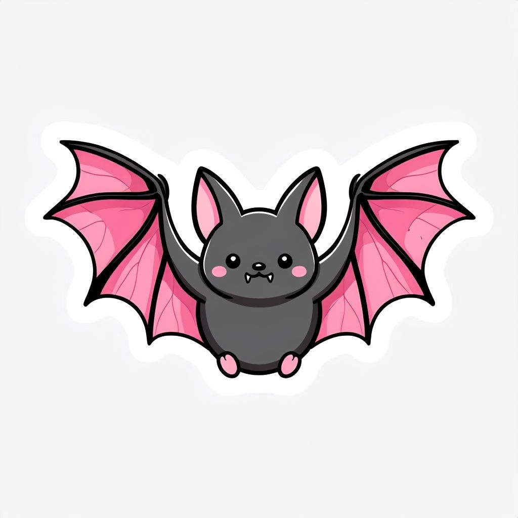 Cute Cartoon Kawaii Bat Illustration Sticker