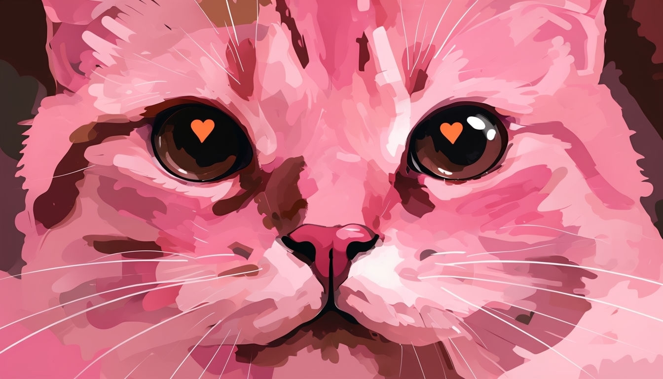 Whimsical Close-Up Cat Face Digital Art Background