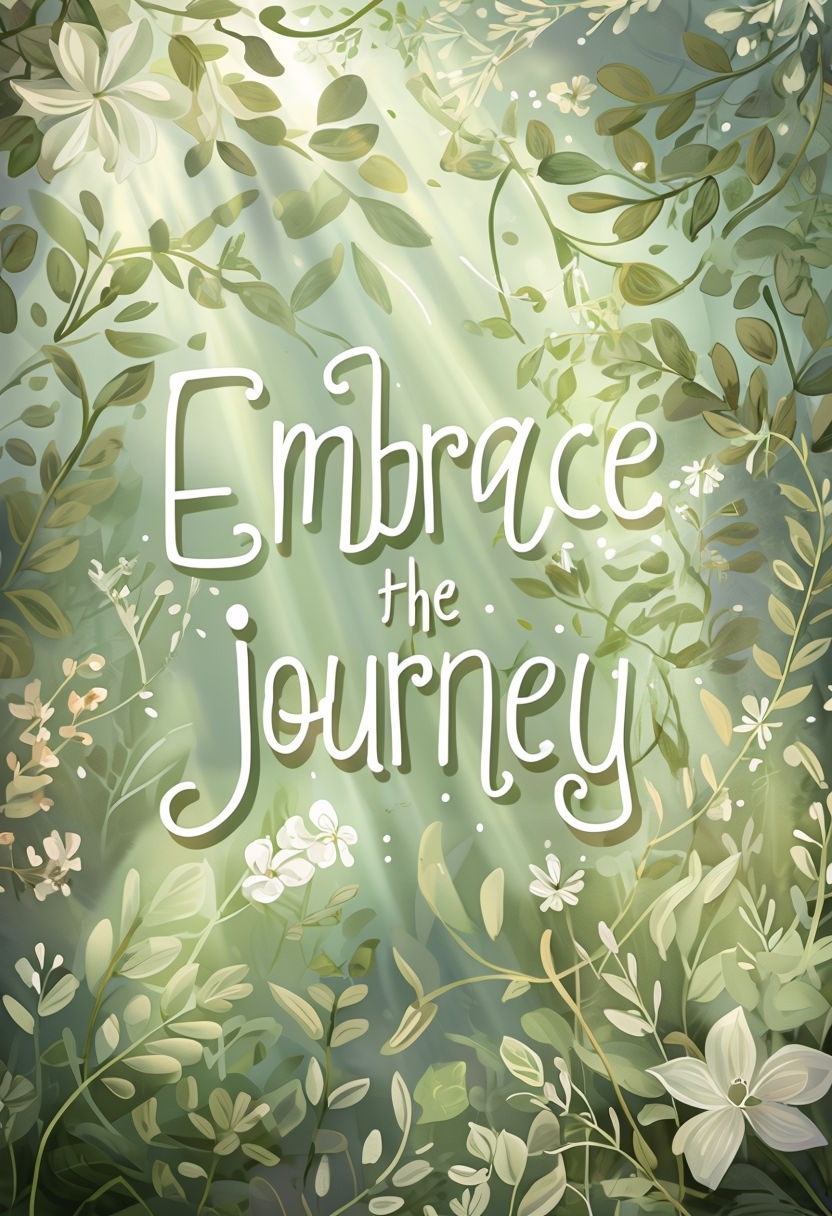 Embrace the Journey Whimsical Forest Art with Leaf Patterns Poster