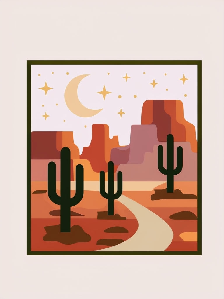 Tranquil Minimalist Desert Scene with Crescent Moon T-Shirt