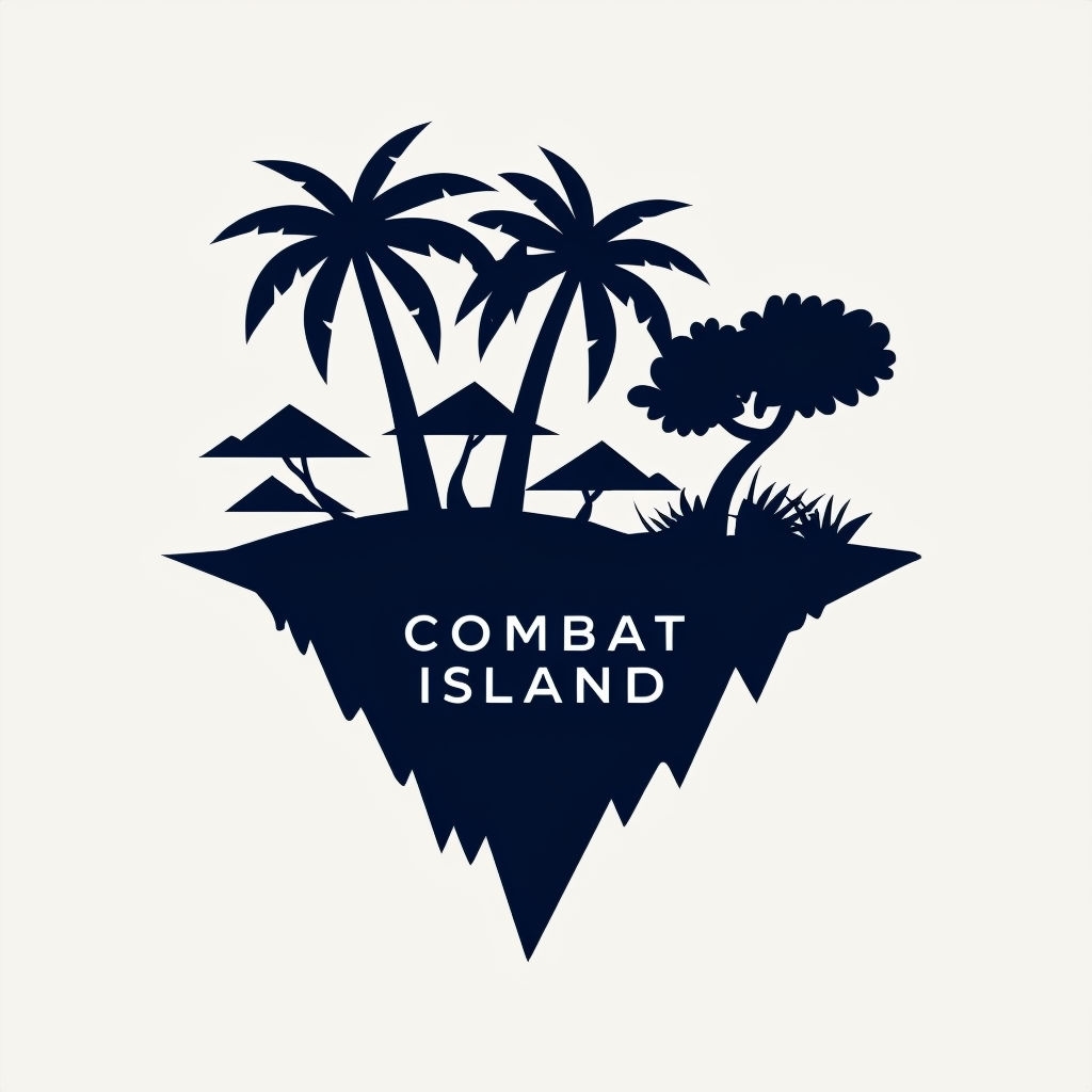 Combat Island Navy Silhouette Minimalist Graphic T-Shirt