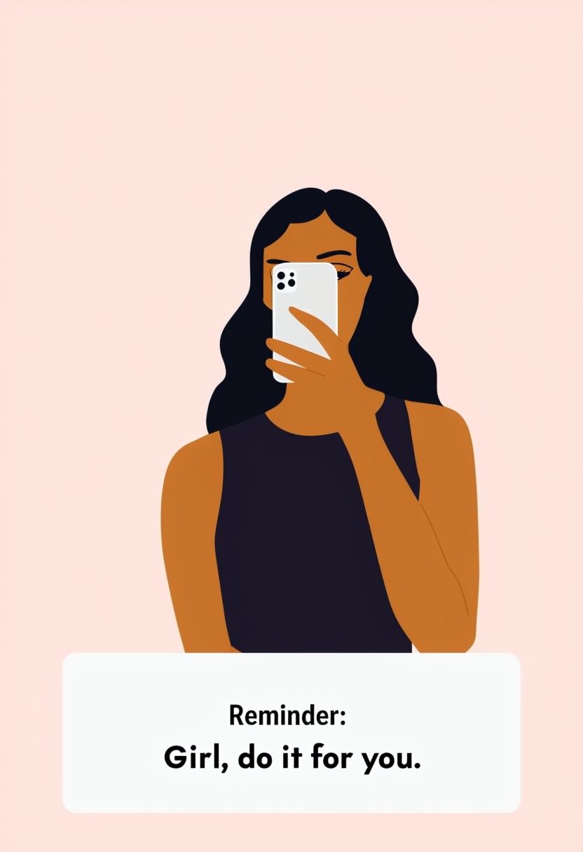 Minimalist Selfie Illustration with Motivational Message Social Media Post