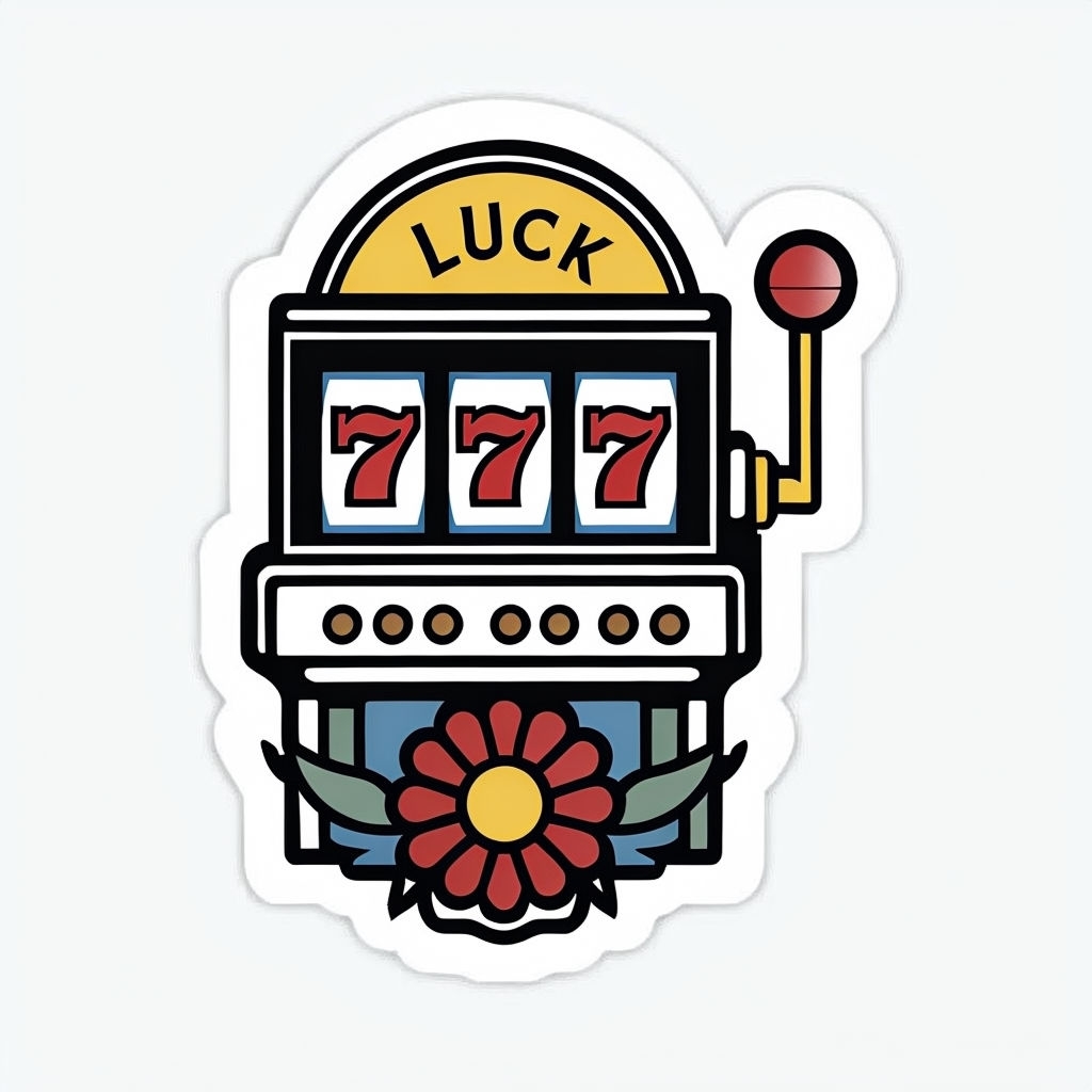 Classic Tattoo Style Slot Machine Illustration Sticker