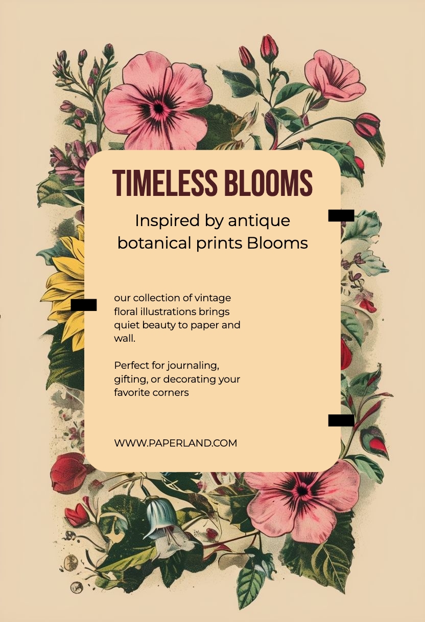 Timeless Blooms Vintage Botanical Illustration Promotional Flyer