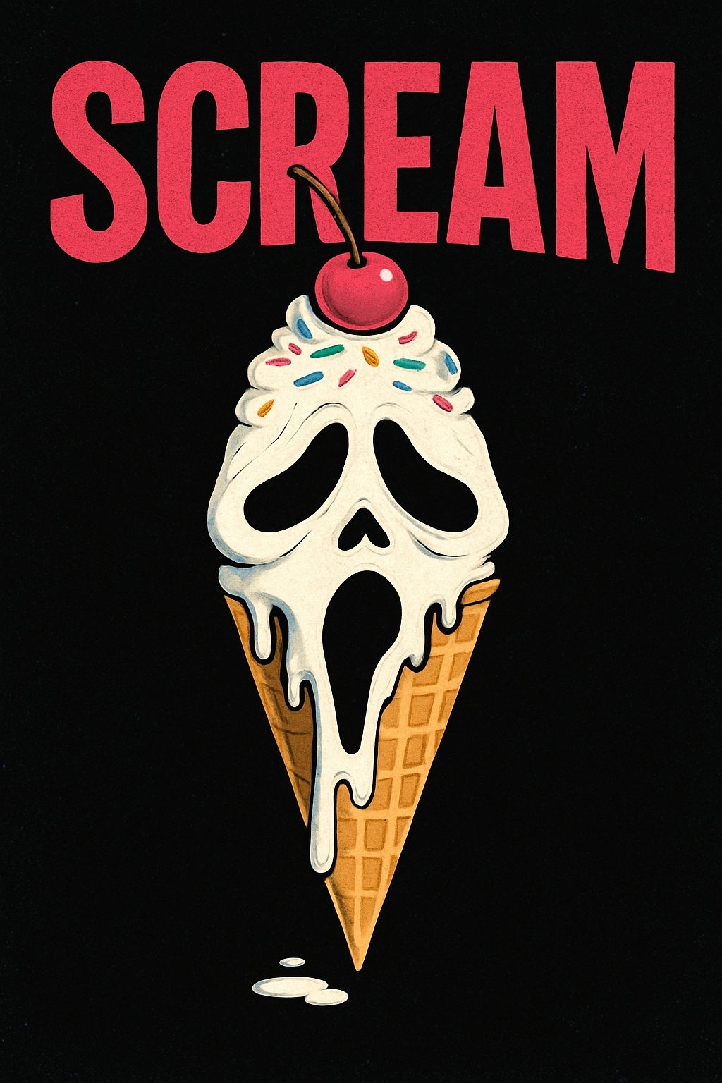 Spooky Ice Cream Cone with Skull Face and Sprinkles T-Shirt