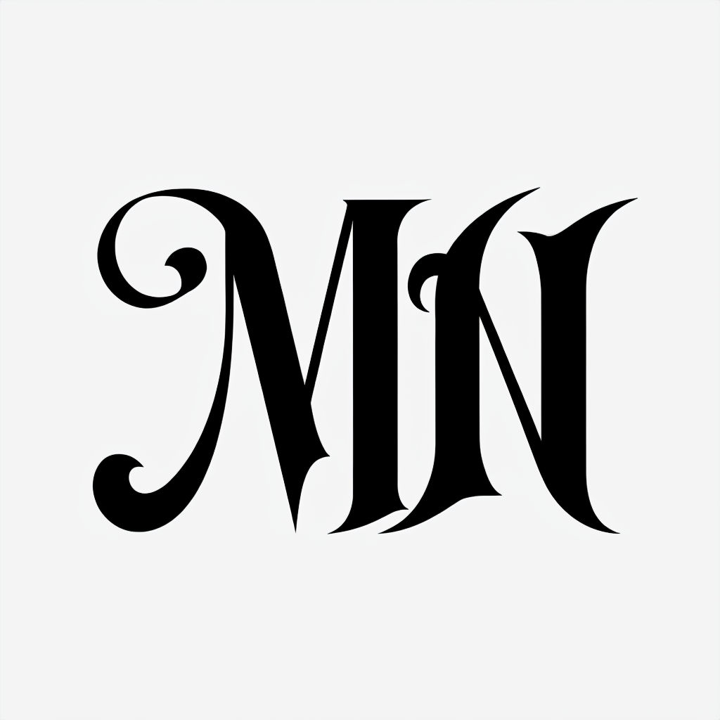 Stylish MN Monogram in Elegant Serif Font Design Monogram